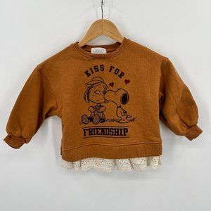 Zara Girls Peanuts Ruffle Trim Sweatshirt Size 6